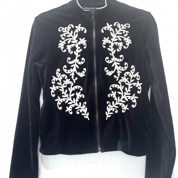 Boston Proper Black and White Embroidered Blazer S - Picture 4 of 8